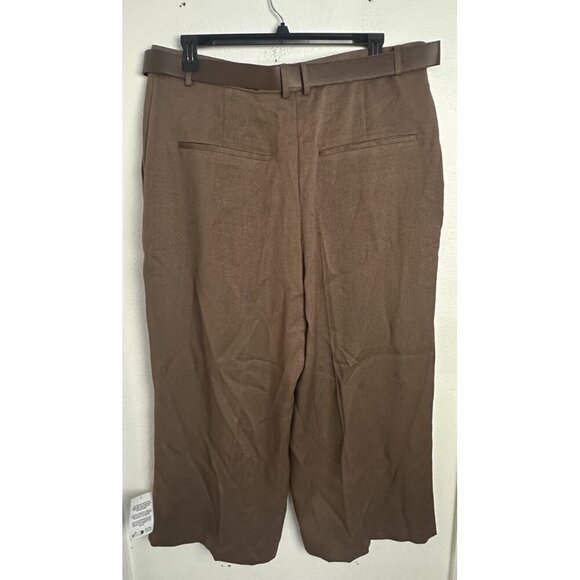 ASOS DESIGN Curve tailored ankle grazer pants with PU belt in mocha Size 16 New - Picture 4 of 16